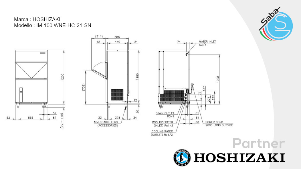 PRODOTTO/I: Fabbricatore di ghiaccio Hoshizaki IM-100 WNE-HC-21-SN