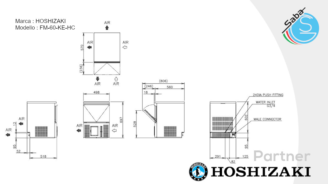 PRODOTTO/I: Fabbricatore di ghiaccio granulare Hoshizaki FM-60-KE-HC