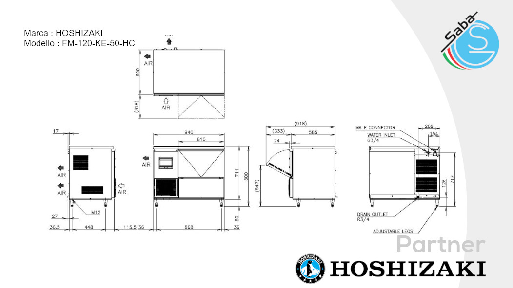 PRODOTTO/I: Fabbricatore di ghiaccio granulare Hoshizaki FM-120-KE-50-HC